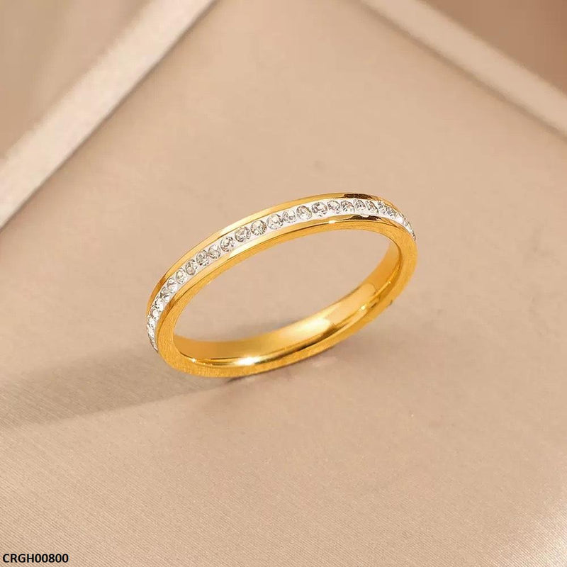 Stainless Steel Round Stone Ring