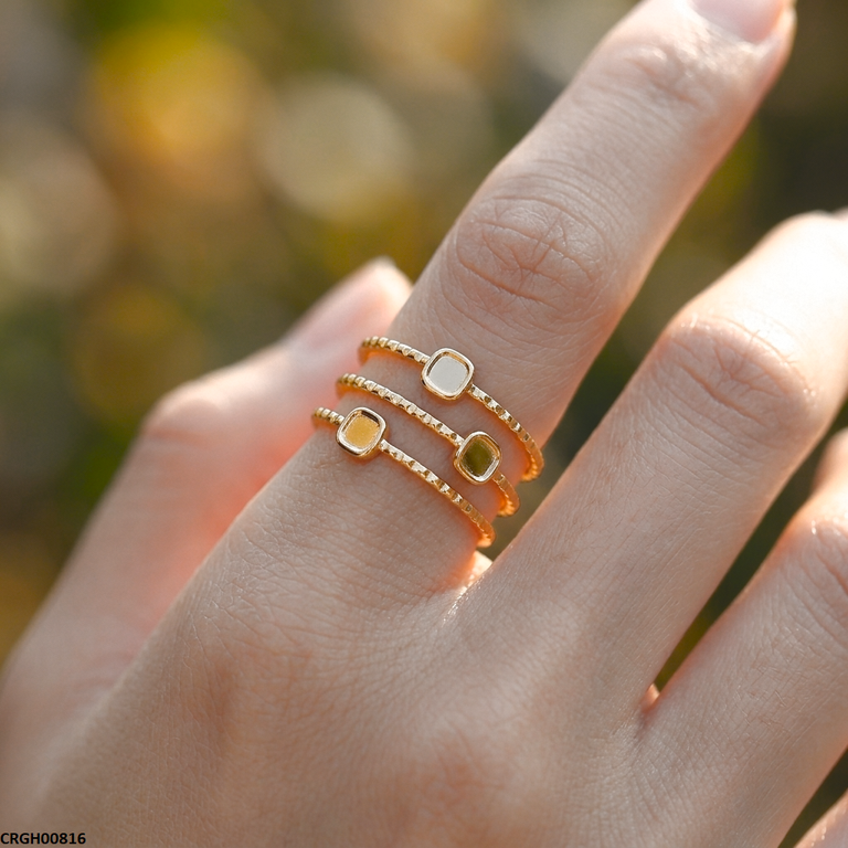 Stainless Steel Square Triple Layer Ring Adjustable
