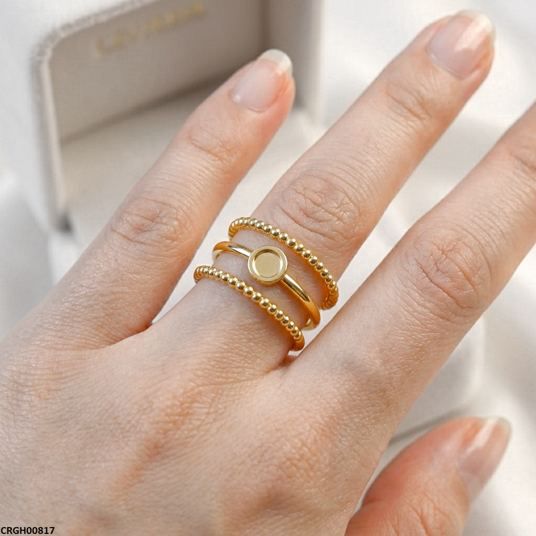 Stainless Steel Round Triple Layer Ring Adjustable