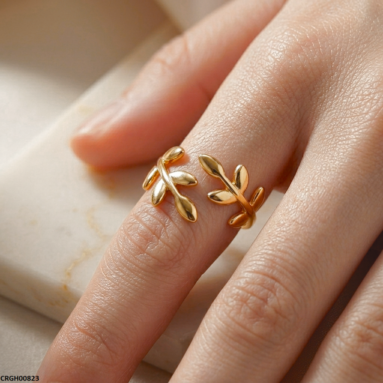Stainless Steel Folia Flower Ring Adjustable