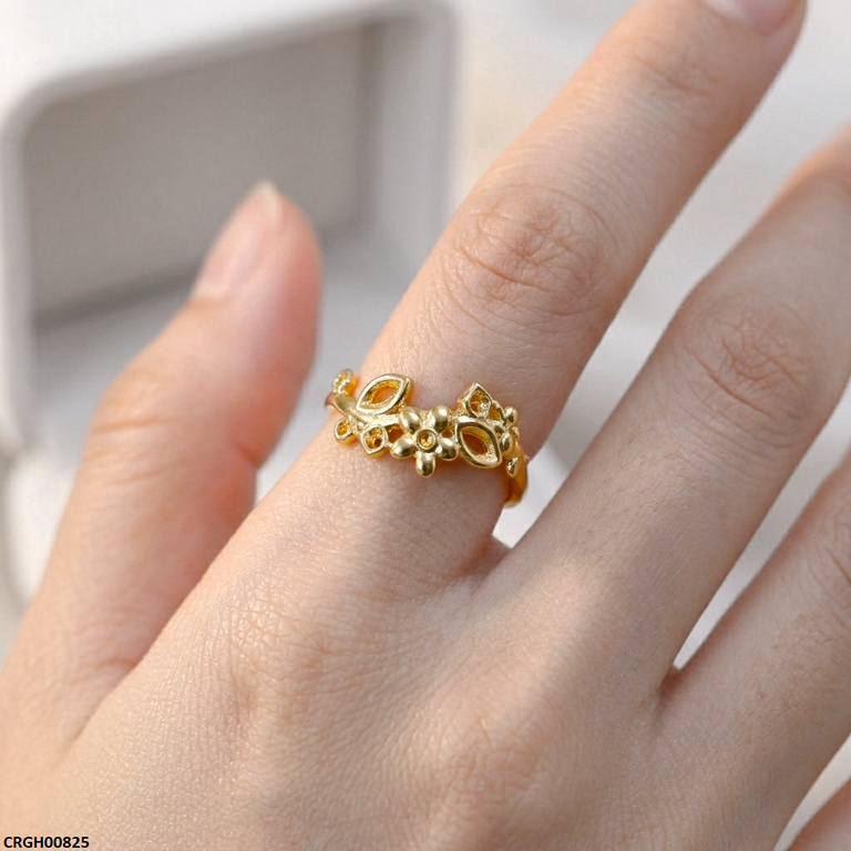 Stainless Steel Petal Flower Ring Adjustable