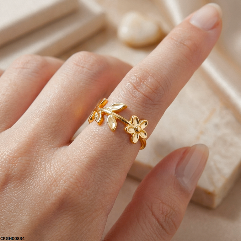 Flora Flower Stainless Steel Ring Adjustable