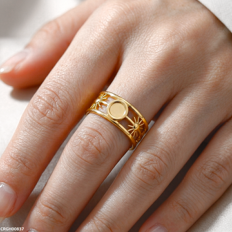 Star Burst Stainless Steel Ring Adjustable