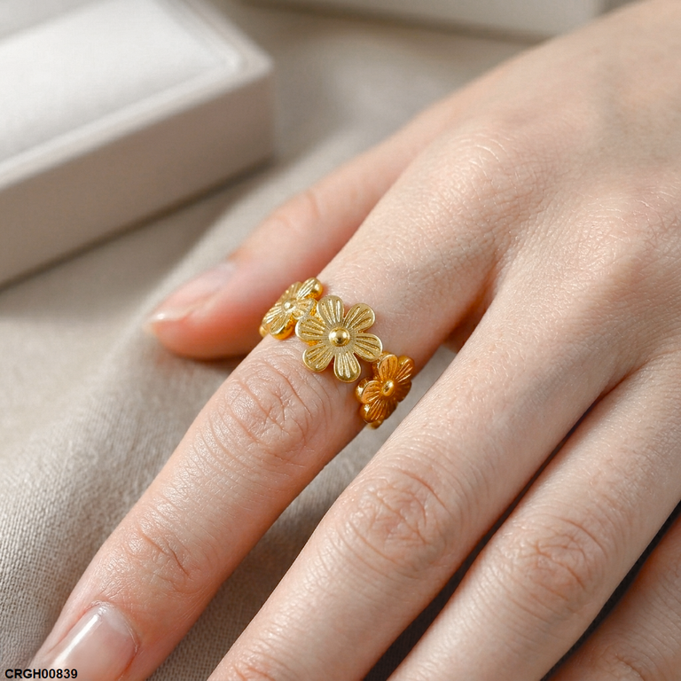 Flower Stainless Steel Ring Adjustable