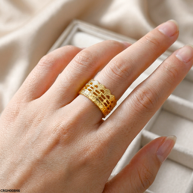 Crown Stainless Steel Ring Adjustable