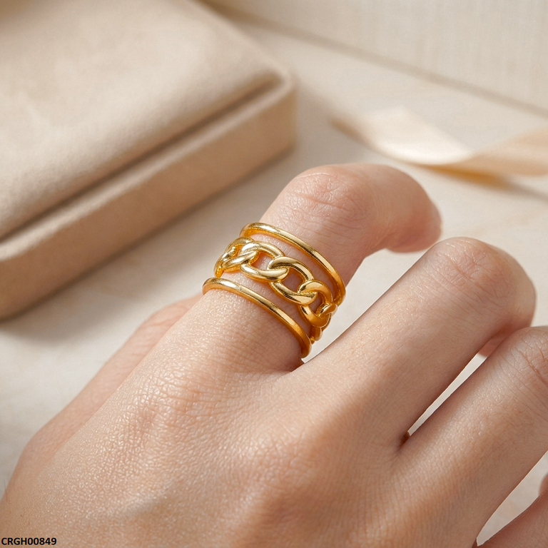 Link Chain Stainless Steel Ring Adjustable