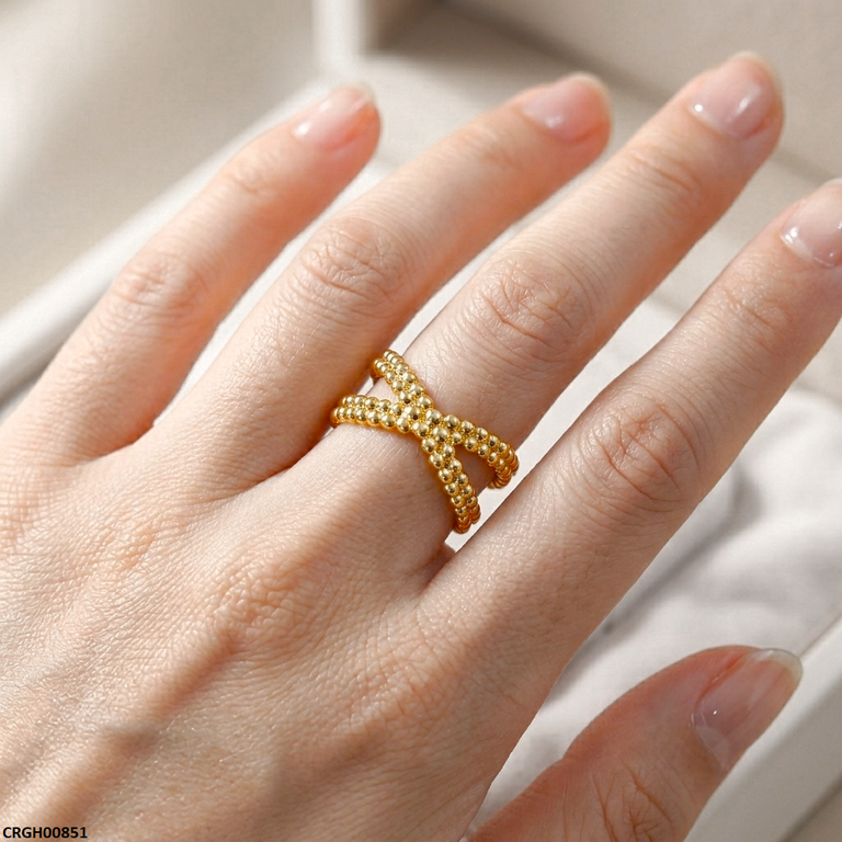 Crown Weave Stainless Steel Ring Adjustable