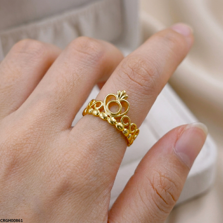 Heart Crown Stainless Steel Ring Adjustable