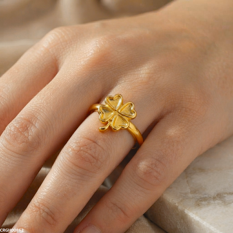 Clover Flower Stainless Steel Ring Adjustable