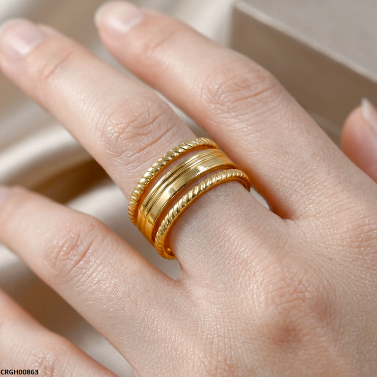 Stainless Steel Triple Layer Ring Adjustable