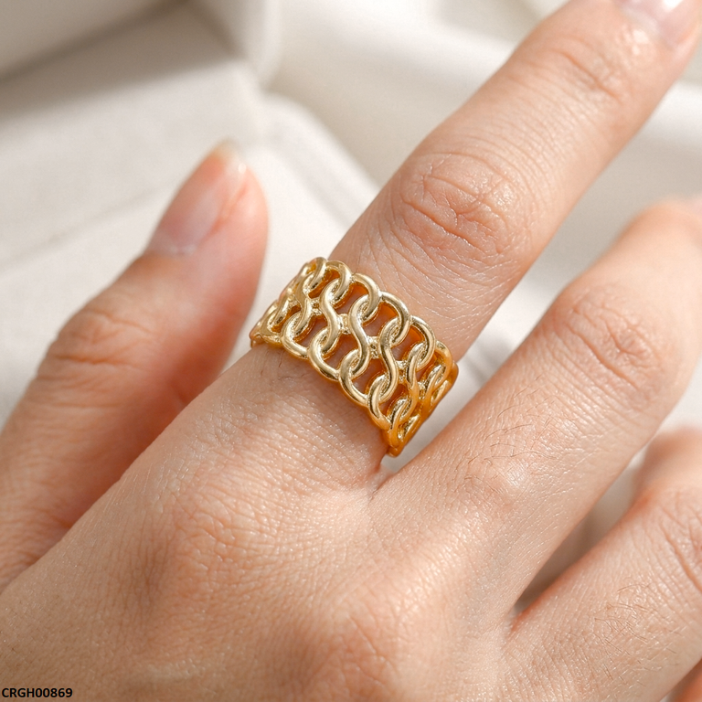 Double Chain Link Stainless Steel Ring Adjustable