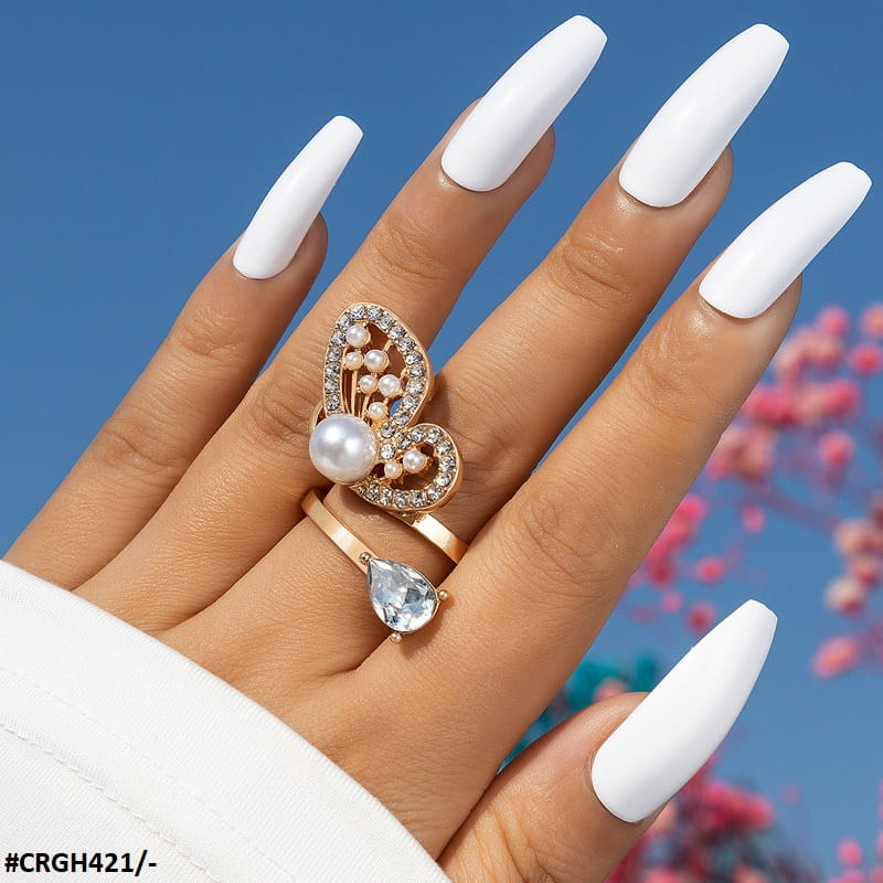 Butterfly/Pearl Adjustable Ring