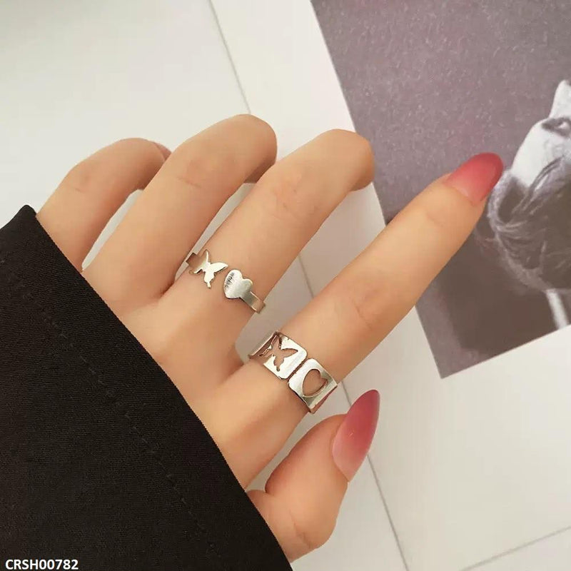 Heart/Butterfly Double Ring Adjustable