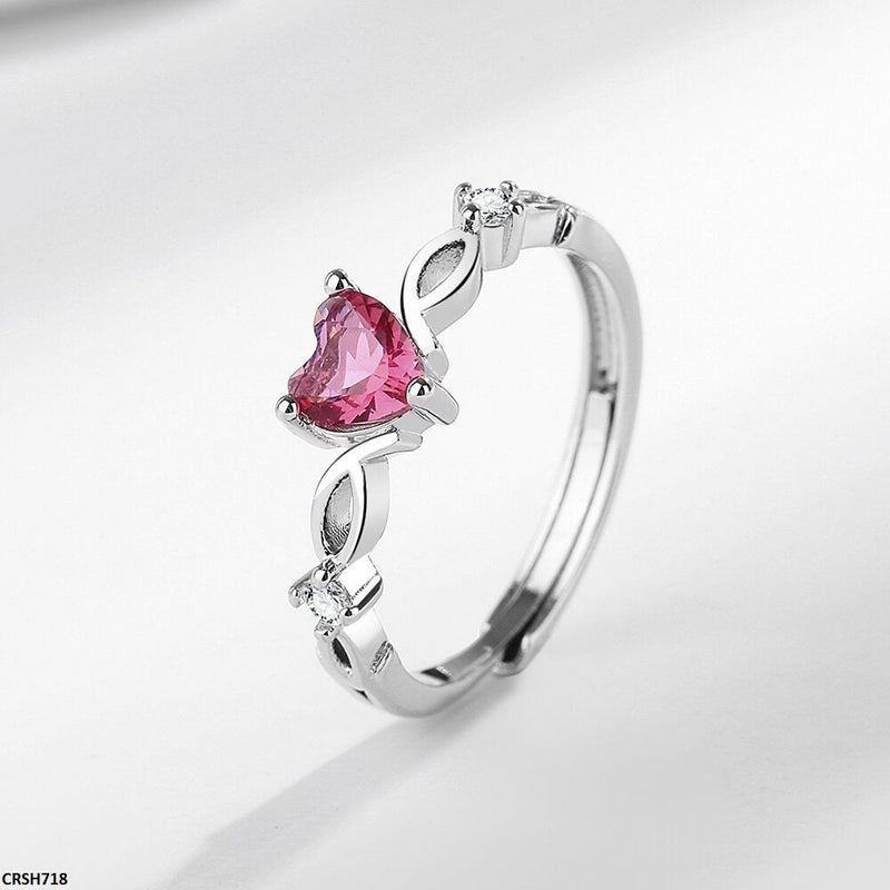 CRSH718 Blx Heart Ring Adjustable