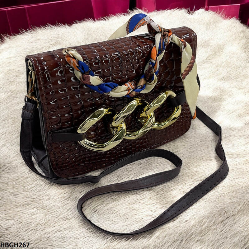 HBGH267 Cyg Silk Scarf Linked Chain Bag