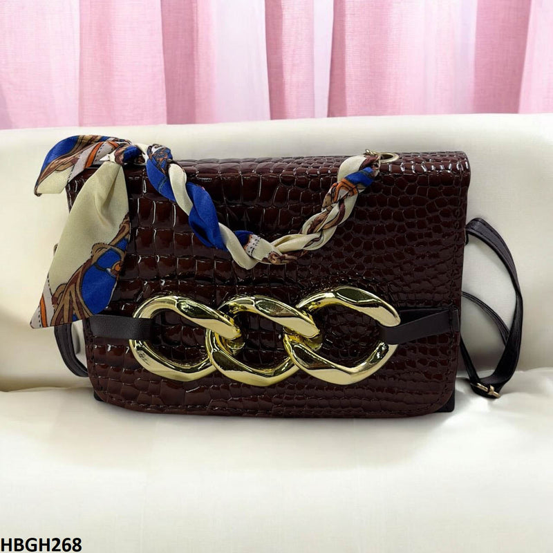 HBGH268 Cyg Silk Scarf Linked Chain Bag