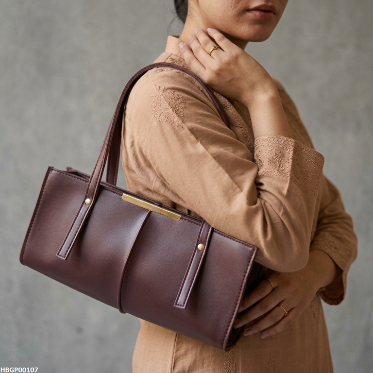 Rectangular Tote Ladies Hand Bag - Dark Brown