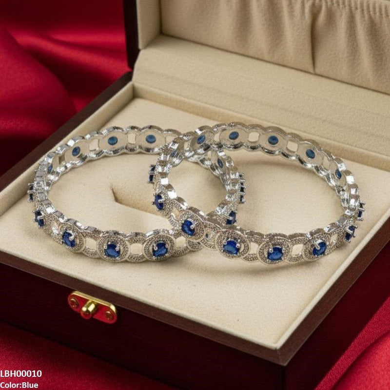 Round Stone Linked Bangle Set