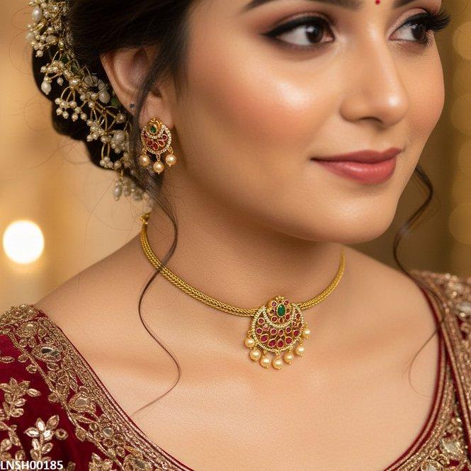 Moon Flower Pearl Drop Necklace Set