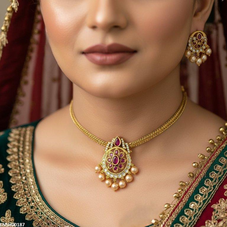 Tear/Oval Flower Pearl Drop Necklace Set
