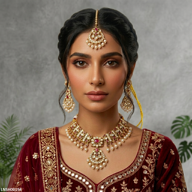 Tear Flower Pearl Drop Necklace Set