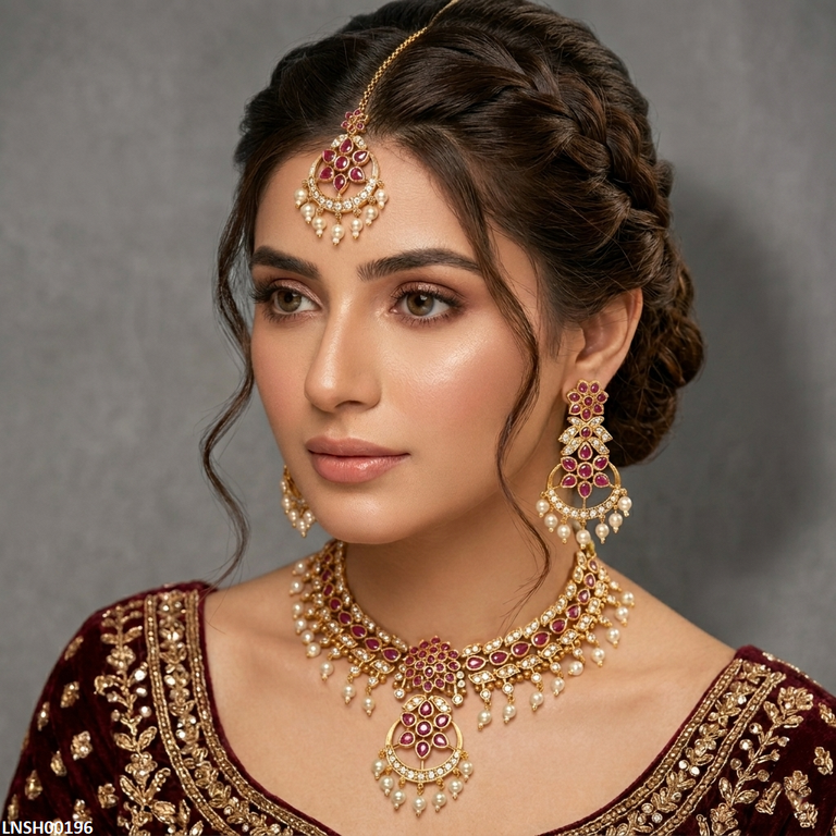 Tear Flower Pearl Drop Necklace Set