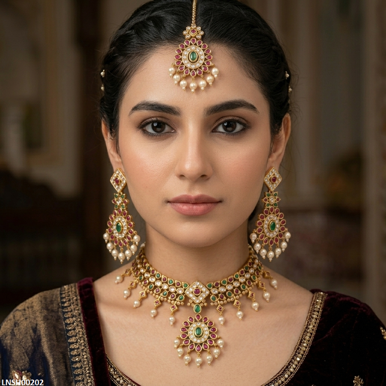 Square Flower Drop Necklace Set