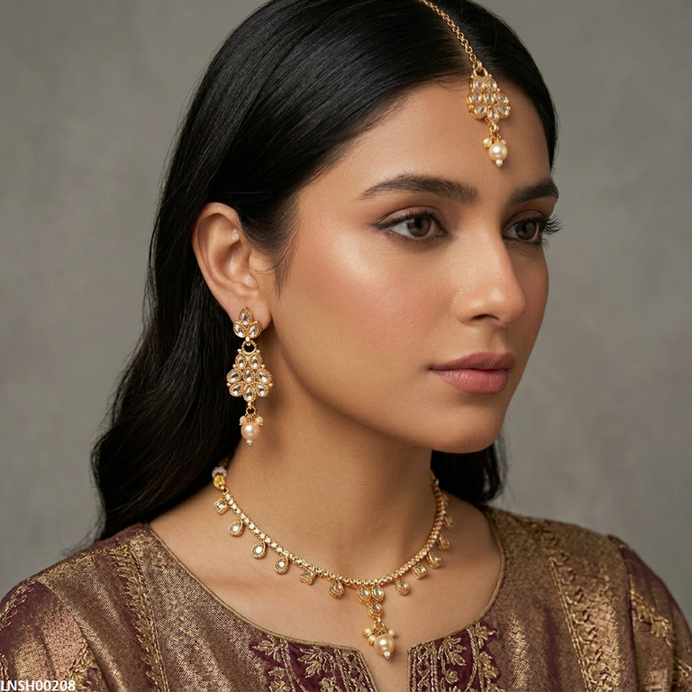 Round Pearl Drop Necklace Set