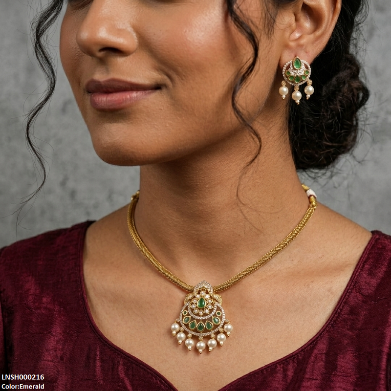 Tear Pearl Drop South Indian Necklace Set