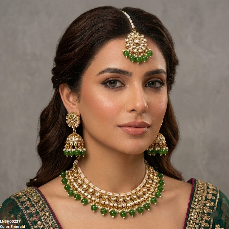 Round Flower Rajwari Necklace Set