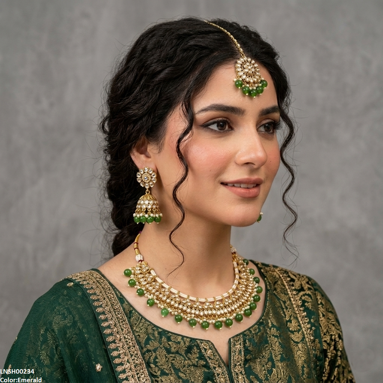 Tear Pearl Drop Rajwari Necklace Set