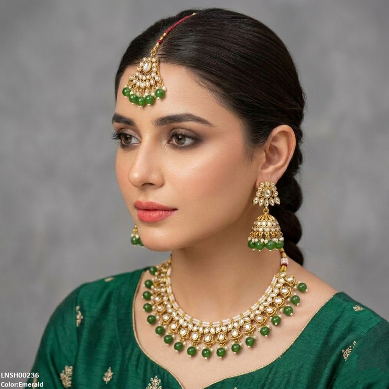Marquise Flower Pearl Drop Rajwari Necklace Set
