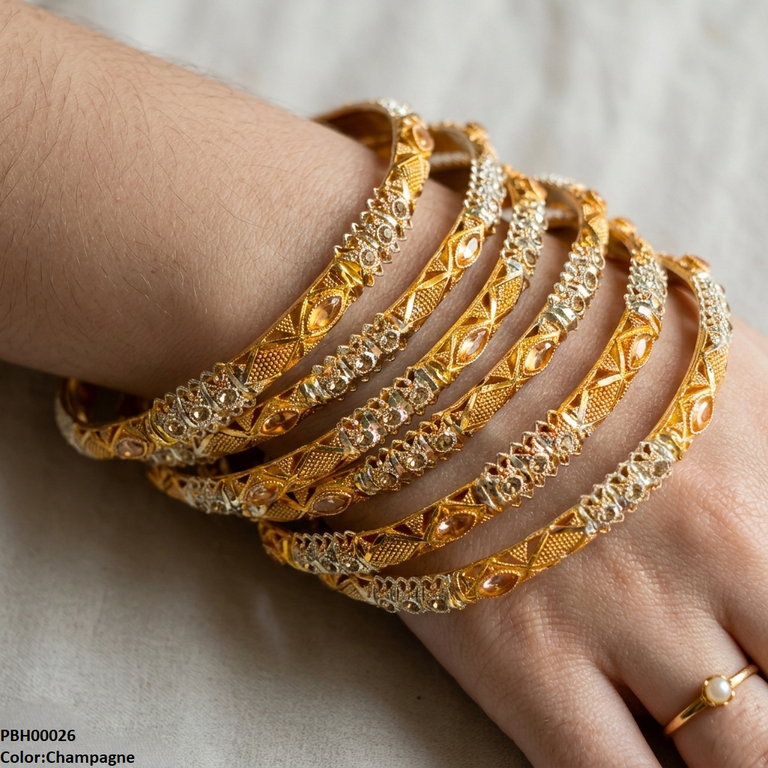 Marquise Stone 6 Pcs of Bangles Set
