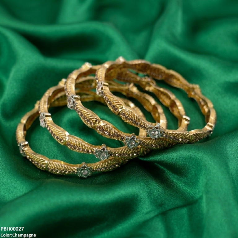 Flower Stone 4 Pcs of Bangles Set