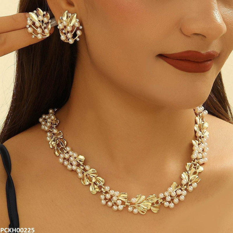 Pearl Leaf Choker Set