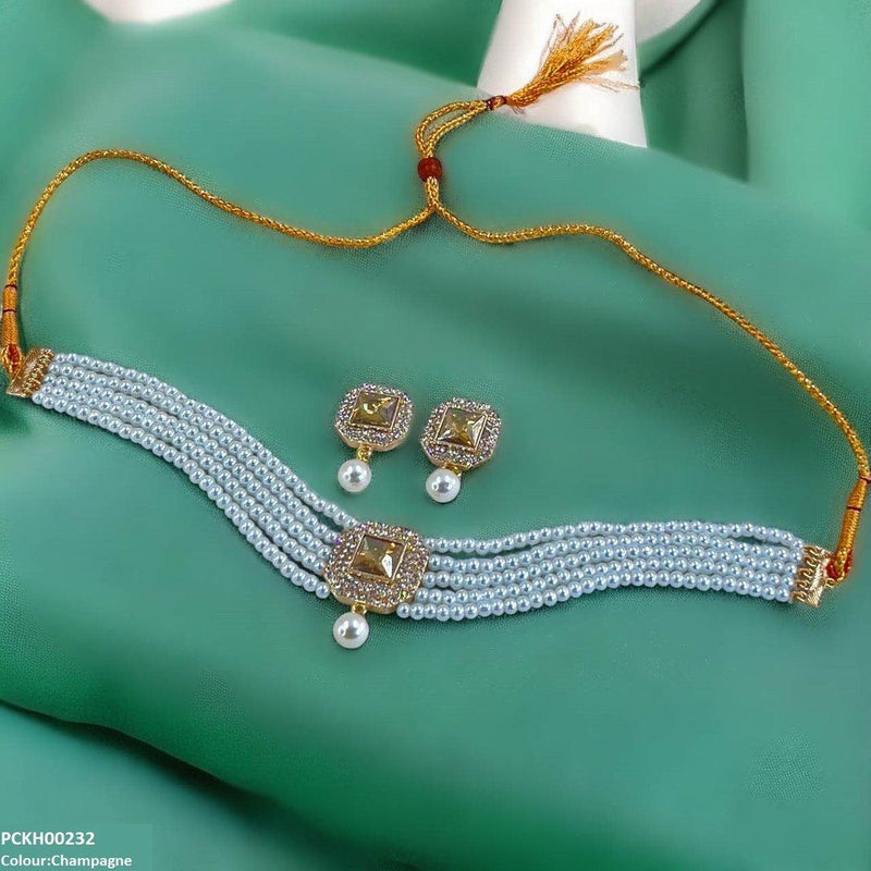 Square Pearl Drop Choker Set