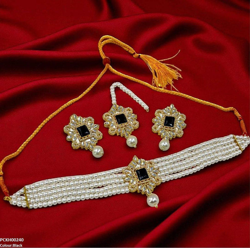 Square/Tear Pearl Drop Choker Set