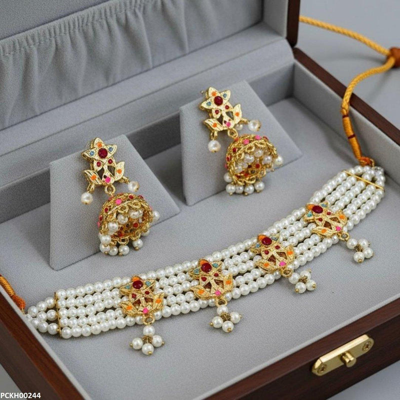 Multi Star Pearl Drop Choker Set