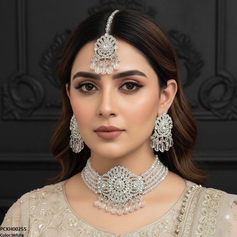 Tear White Pearl Drop Choker Set
