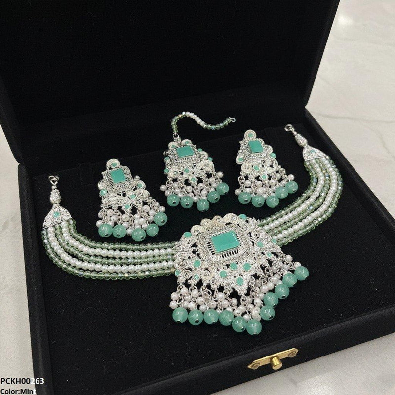 Rectangle Flower Choker Set