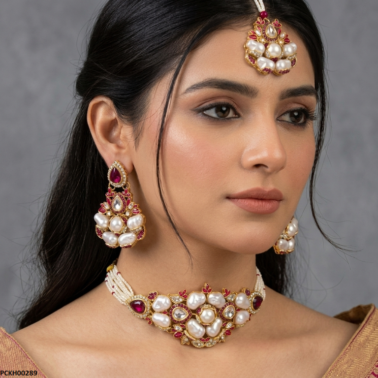 Pearl Double Tear Choker Set