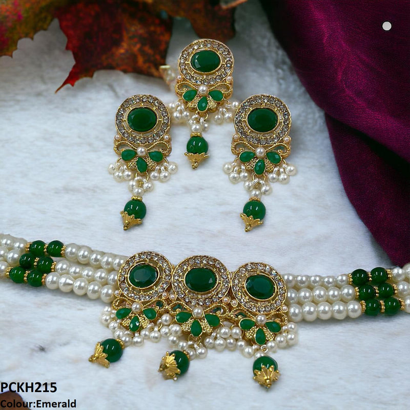 Oval/Pearl Drop Choker Set