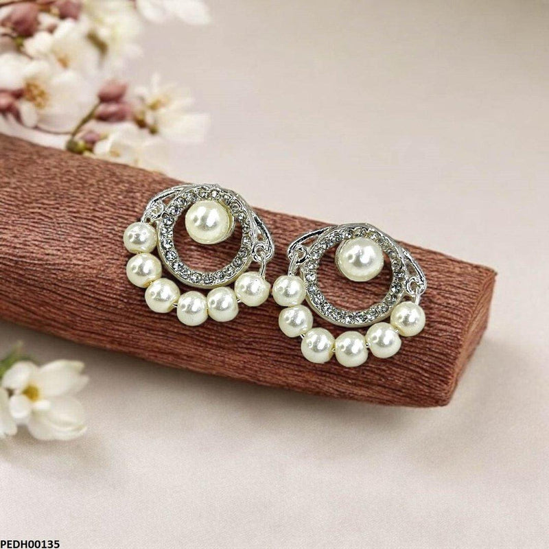 Round Pearl Drop Earrings