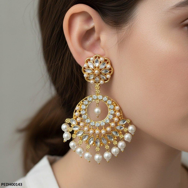 Flower Tear Pearl Drop Earrings