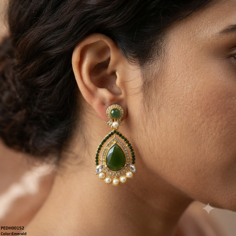 Round Pearl Tear Drop Earring