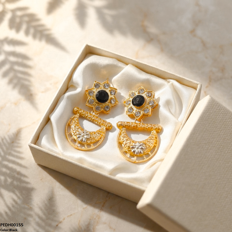 Star Flower Moon Drop Earrings