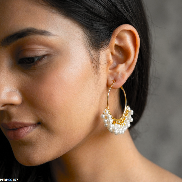 Round Pearl Drops Earrings