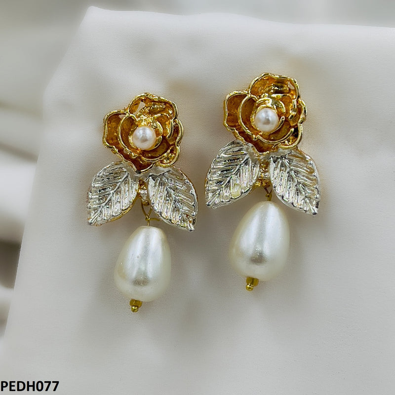 Flower/Pearl Drop Earring Pair