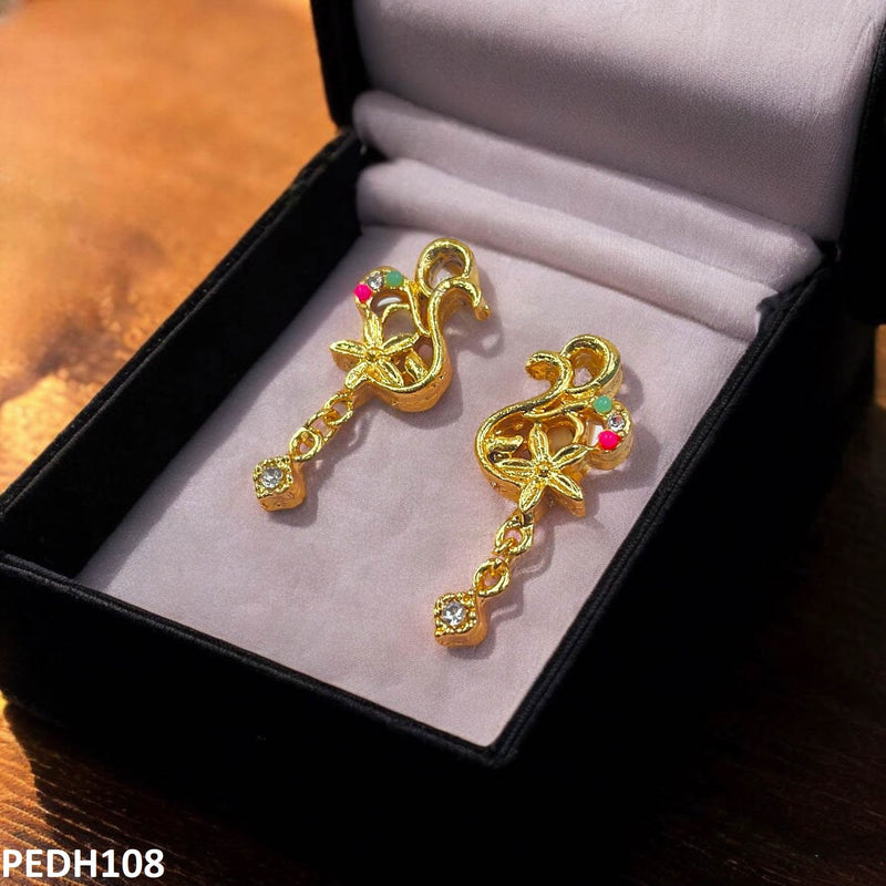 H108 Mzm Root Flower Drop Earrings