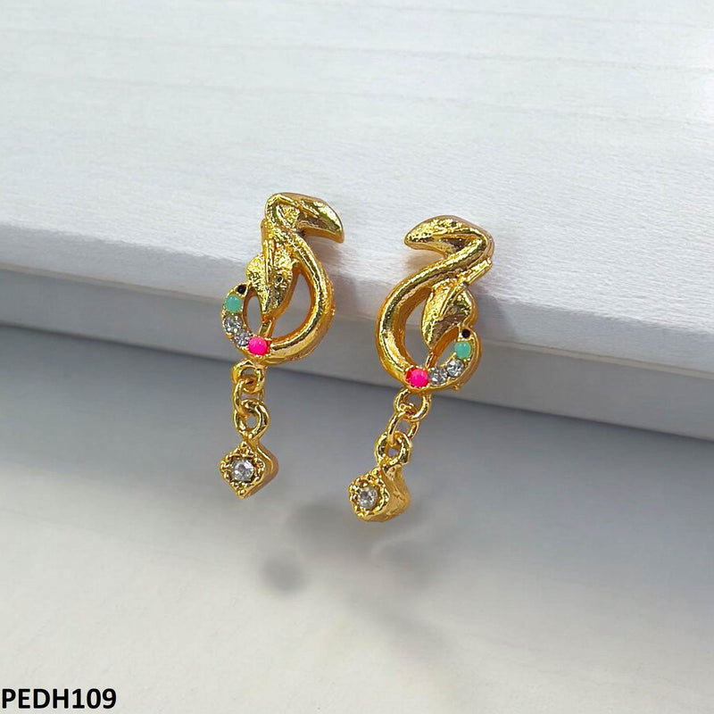 H109 Mzm Covered Leaf Round Drop Earrings
